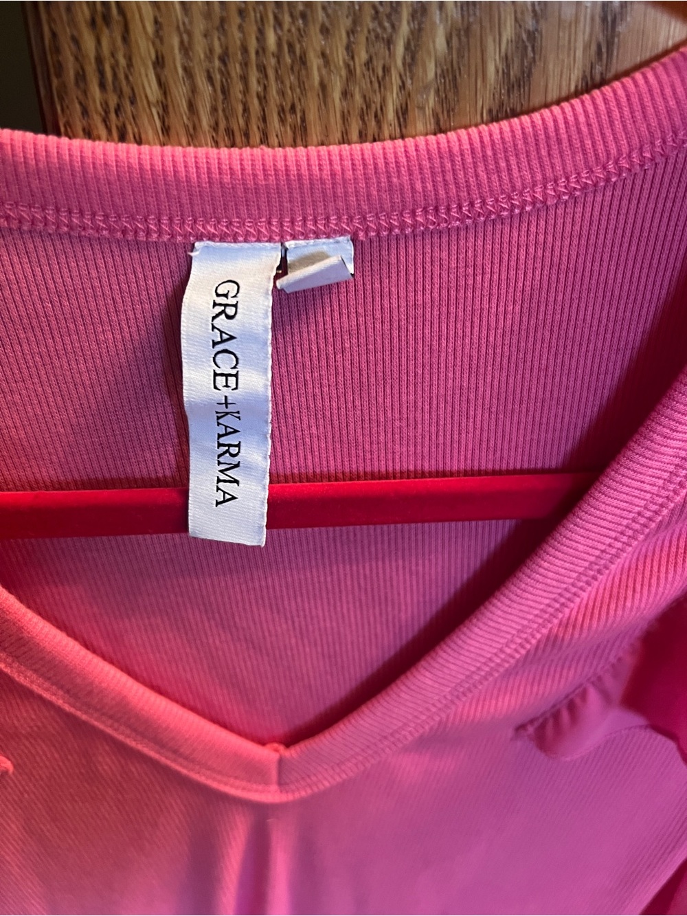 Pink V‑Neck Ruffle Sleeve Blouse - Picture 2 of 2